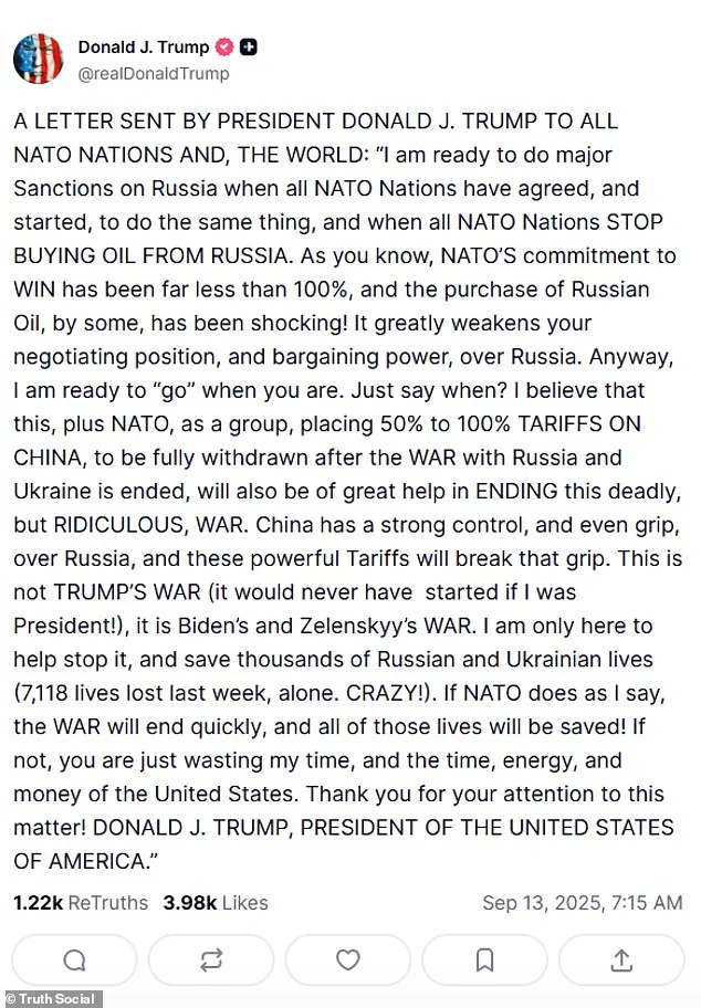 Trump Condemns NATO Oil Purchases, Warns of Sanctions in Russia-Ukraine Standoff