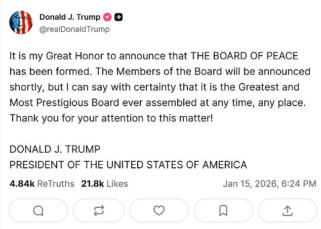 Trump's 'Board of Peace' Aims to Stabilize Gaza, Says President: 'This is the beginning of a new era in Middle East diplomacy.'