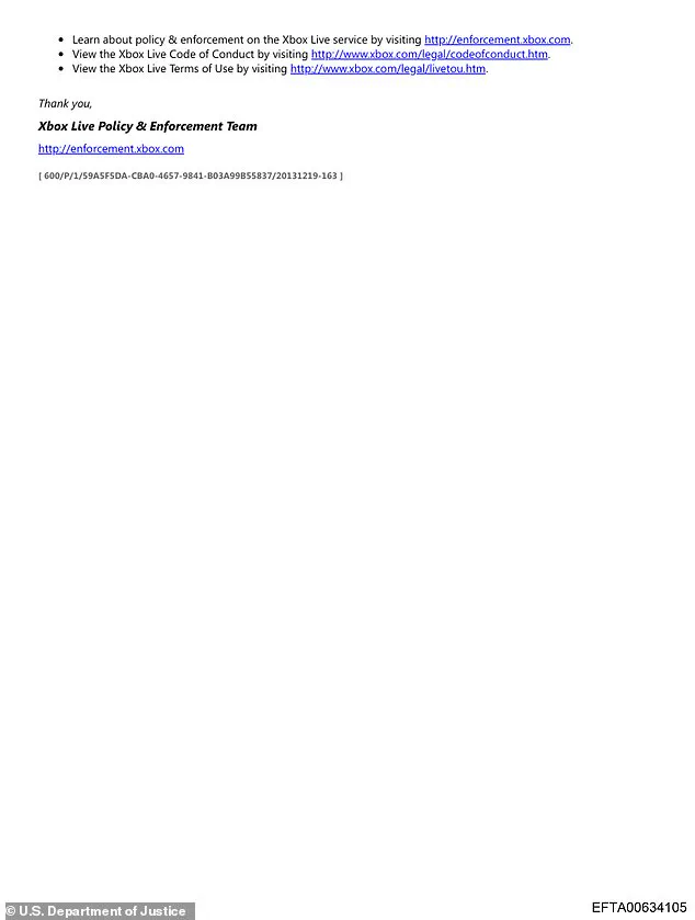 DOJ Releases Internal Communications Revealing Epstein's 2013 Xbox Live Suspension Over Harassment Allegations