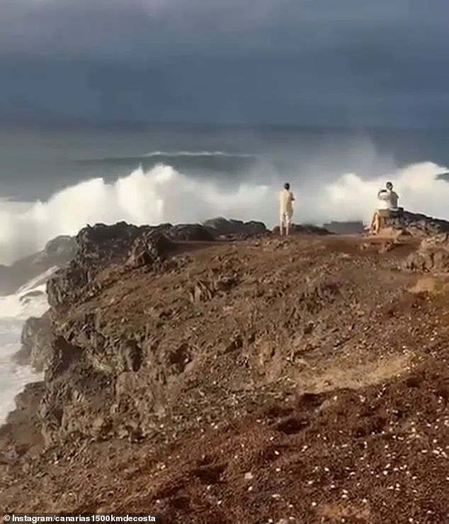 Selfie-Taking Tourists Narrowly Escape Death as Monstrous Wave Strikes in Canary Islands Storm