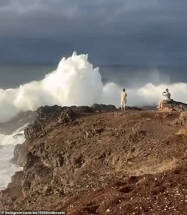 Selfie-Taking Tourists Narrowly Escape Death as Monstrous Wave Strikes in Canary Islands Storm