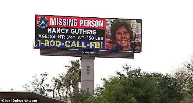 Digital Billboards and FBI Launch Urgent Hunt for Missing Nancy Guthrie