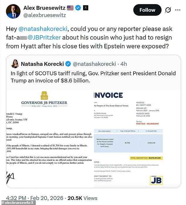 Trump Adviser Slams Pritzker's $8.6B Invoice Over Tariff Ruling, Calls Him 'Fat-A**' on Social Media