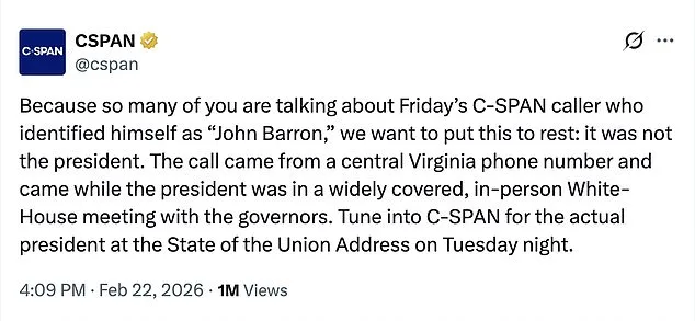 C-SPAN Clarifies Caller Was Not Trump as Voice Similarity Sparks Speculation