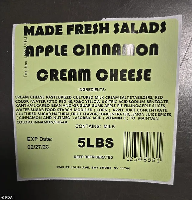FDA Issues Severe Recall of Made Fresh Salads' Cream Cheese Over Listeria Risk; Potential for Death Warned