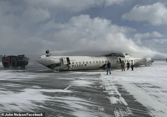 Aviation Accident Footage: Bombardier CR900 Flipped on Icy Tarmac