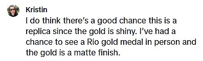 California thrift store shopper's surprising find of an Olympic gold medal for $5.99 sparks reactions online.