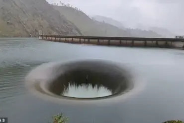 Whirlpool at Lake Berryessa in California captivates onlookers