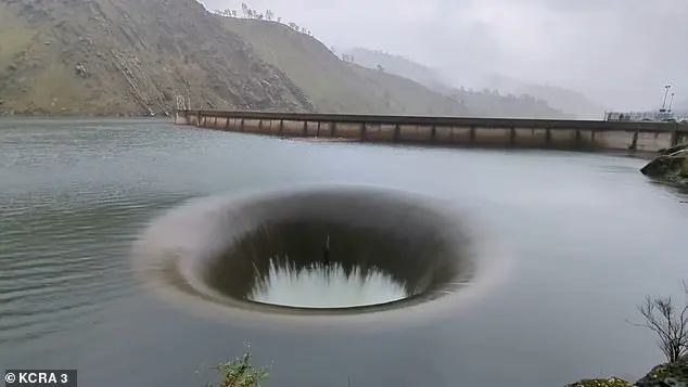 Whirlpool at Lake Berryessa in California captivates onlookers